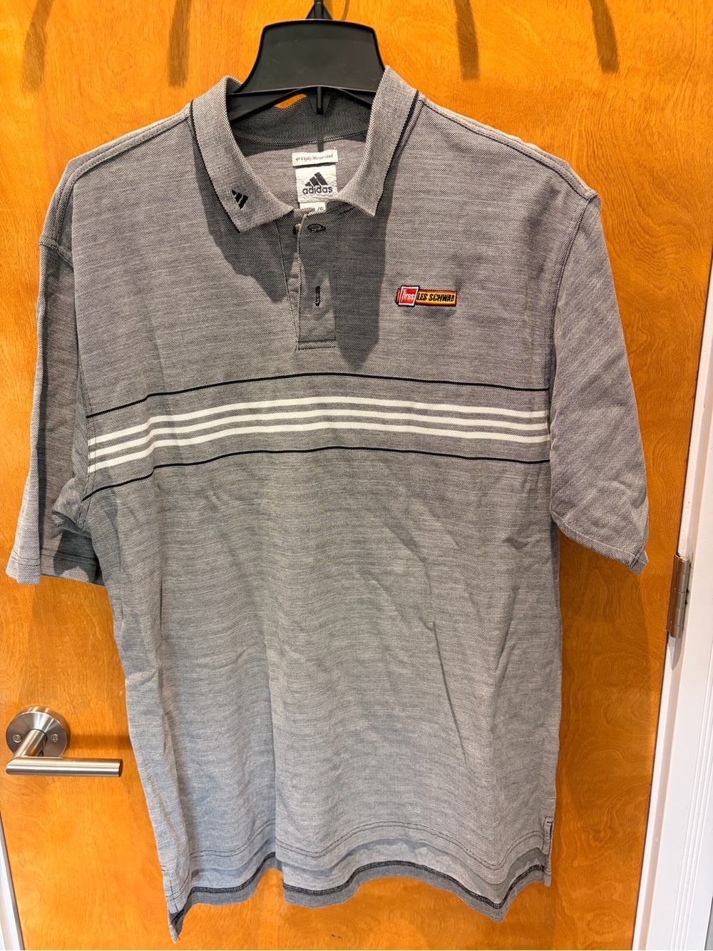 Adidas Les Schwab Grey Company Polo Mens size Large